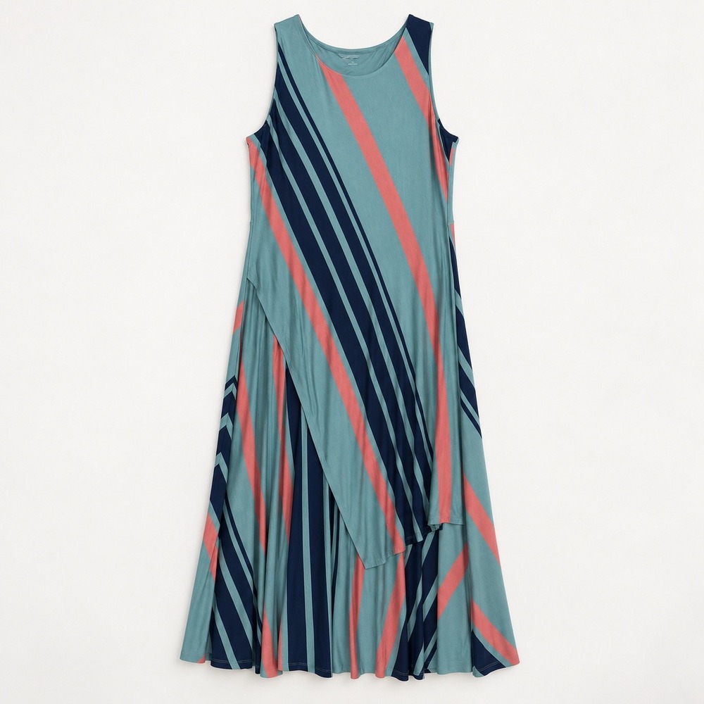 Soft Surroundings 1X Striped Maxi Dress Sleeveless Layered Boho Resort